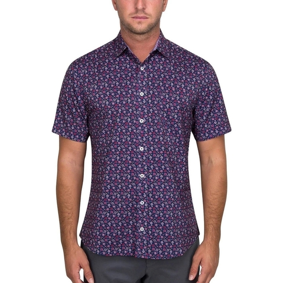 Nick Graham Everywhere Short Sleeve Printed shirt Floral Pinks Size S - Picture 1 of 15